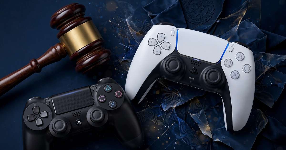 PlayStation controller and gavel for Sony PlayStation Store lawsuit settlement