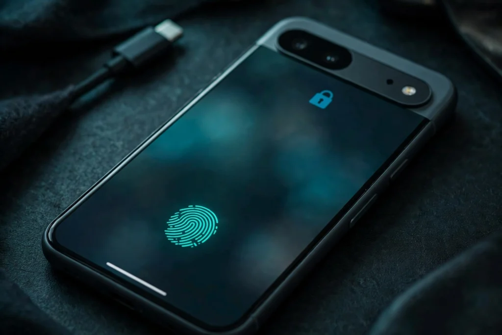 Android 17 QPR3 Beta 3 Is Out: App Lock Is Back, Plus 26 Fixes Pixel phone lock screen with app lock and fingerprint icon