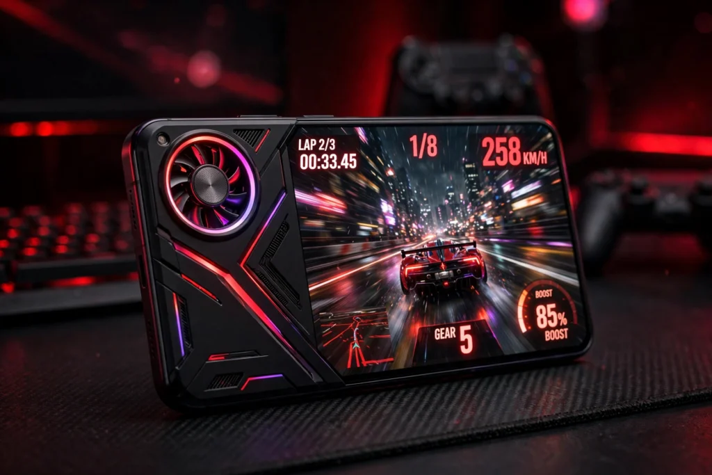 OnePlus Ace 7 Pro Has a Built-In Cooling Fan — and It Just Sustained 185 FPS in a Gaming Test OnePlus Ace 7 Pro gaming phone with a built-in cooling fan