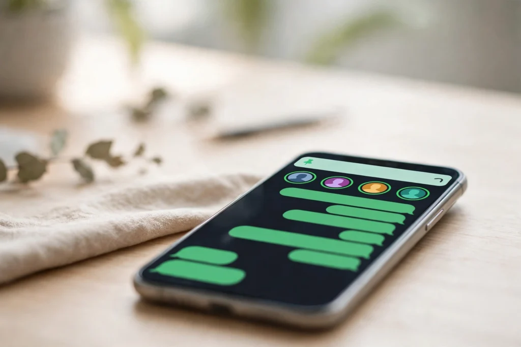WhatsApp’s 4 New Group Chat Features: Pin Forever, Group Status and More Smartphone showing a WhatsApp group chat with a pinned message and status rings